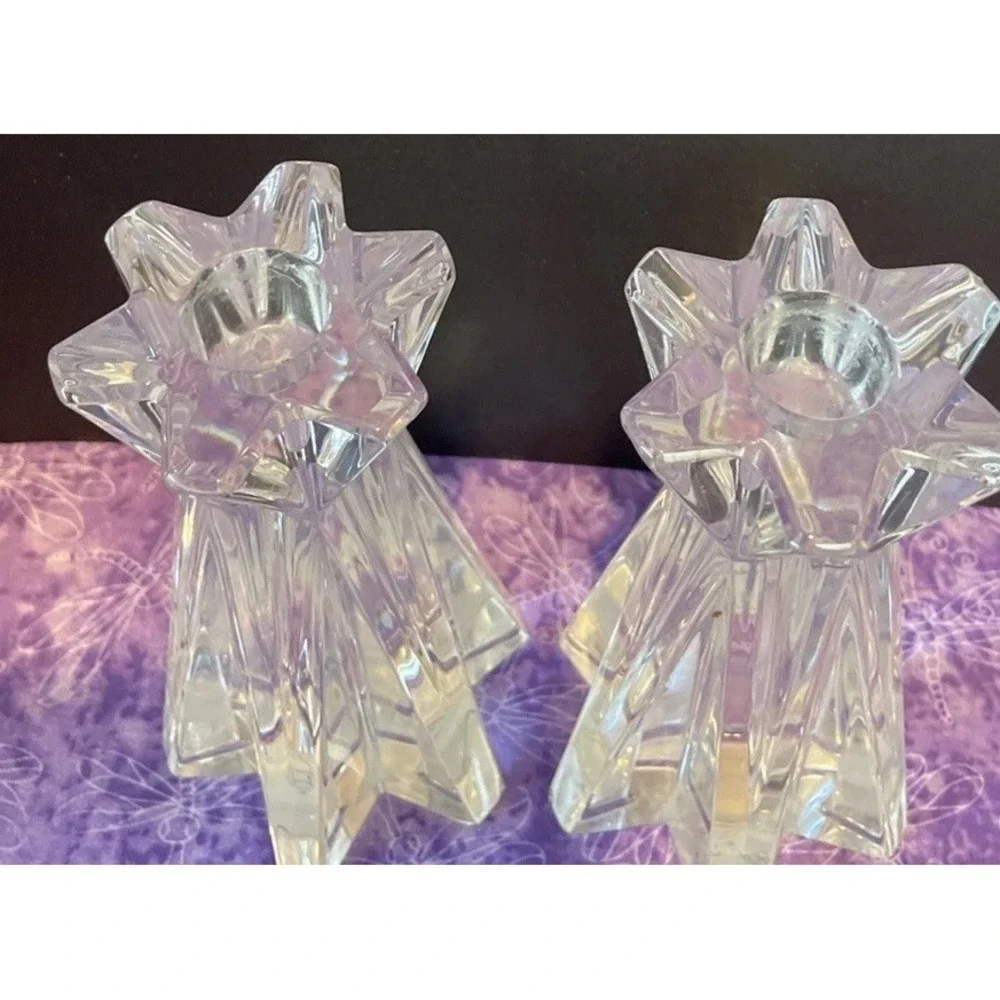 Lenox Ovations Starfire Crystal Candlesticks Candle Holder Set Of 2‎ Romantic